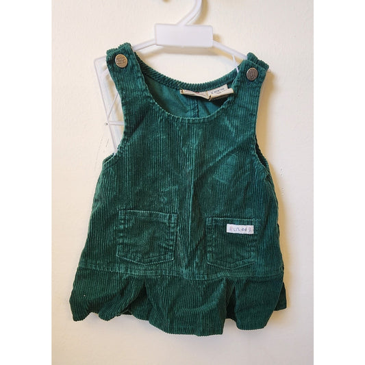 Cute - Lil Route 66 - green corduroy dress - vintage jumper - 12 Month
