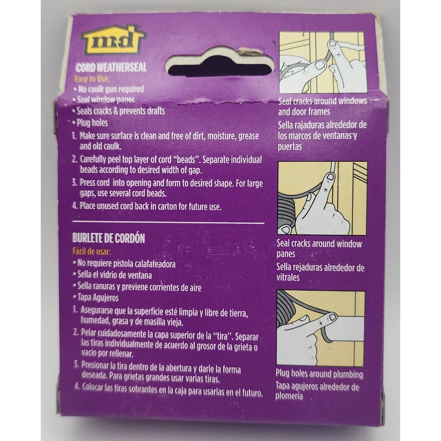 1 Box - md - Replaceable Caulk Cord Weatherseal - 1/8" x 30' - Gray - 71522