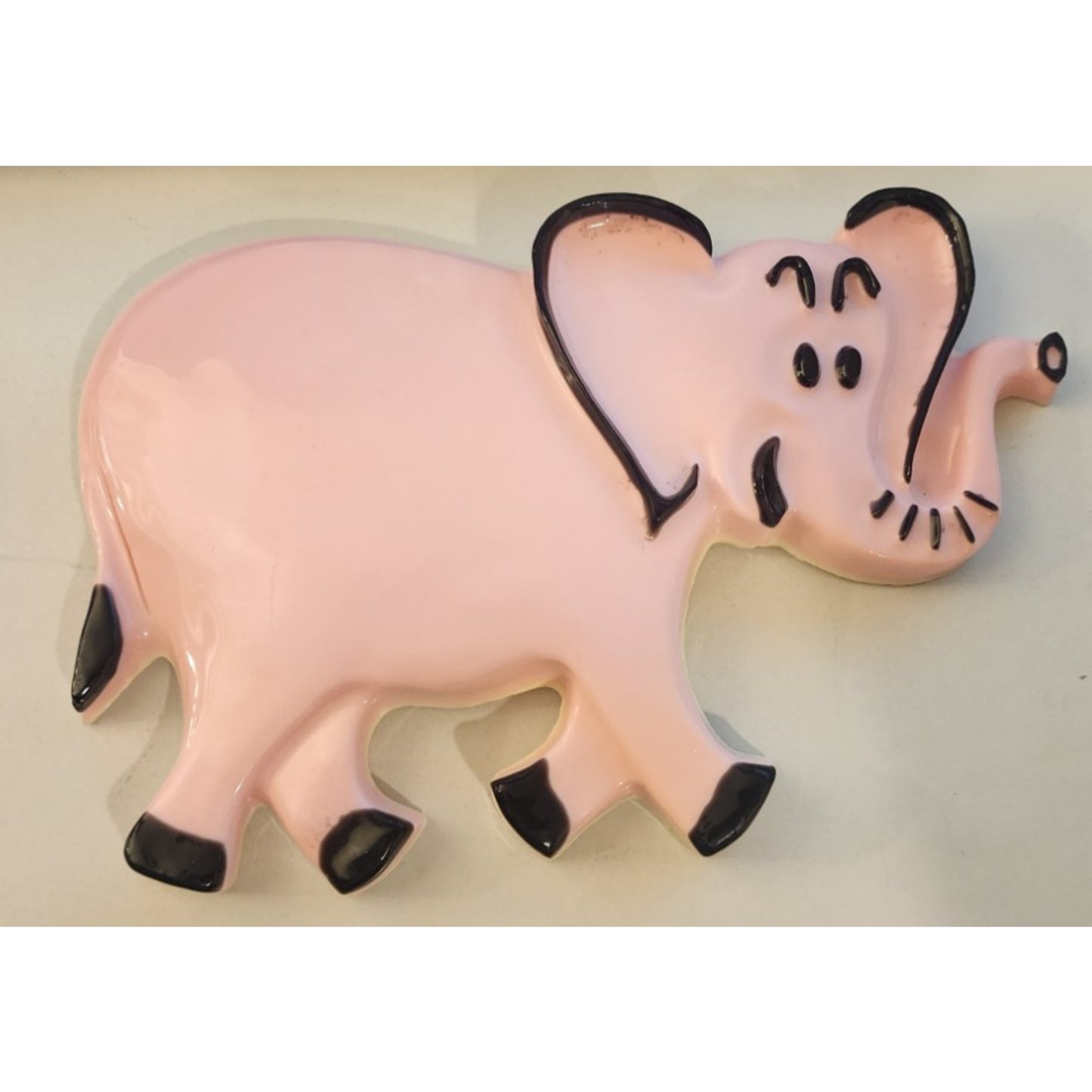 Handmade Ceramic Pink Elephant Wall Hanging - Approx 9.5" X 7" - Cute, Pink