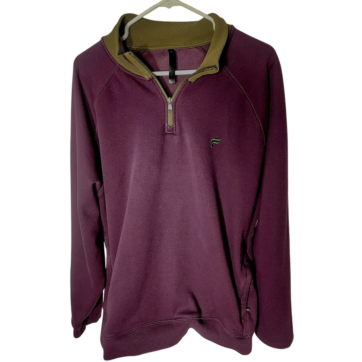 Fila Mens 2XL 1/4 Zip Pullover Sweatshirt Plum Olive Green Neckline Athletic