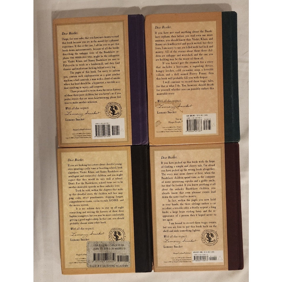 A Series of Unfortunate Events Books 2–5 Lemony Snicket Hardcover Lot