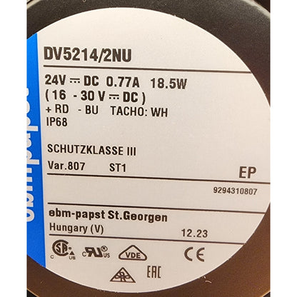 Ebmpapst - DV5214/2NU - 807 - 127X127X38mm Cooling Fan - 24V DC, 0.77A, 18.5W