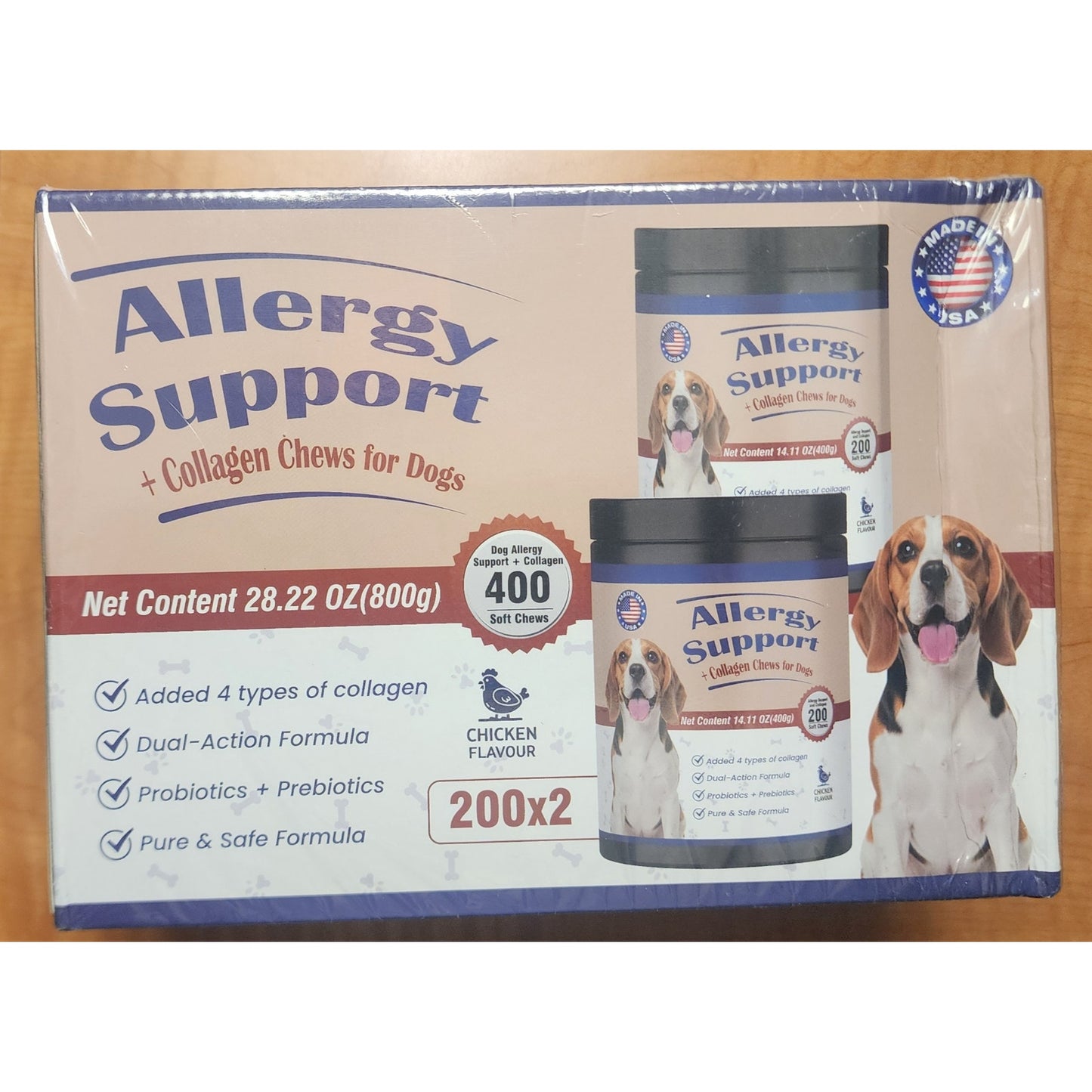 Allergy Support + Collagen Chews for Dogs – 400ct Chicken Flavor NEW