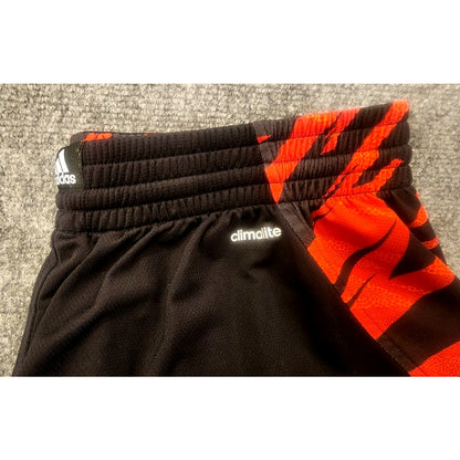 Adidas Mens XL Black Red Flame Basketball Shorts Climalite Athletic Gym Pockets