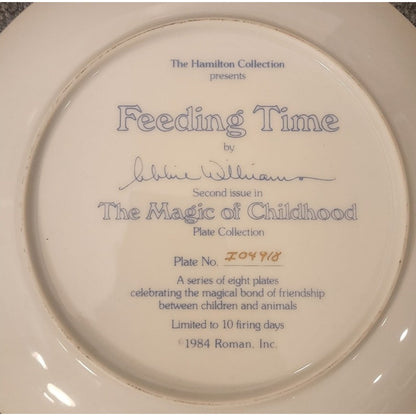 Hamilton Collection Plate Feeding Time 1984 # I04918 COA Original Box Vintage