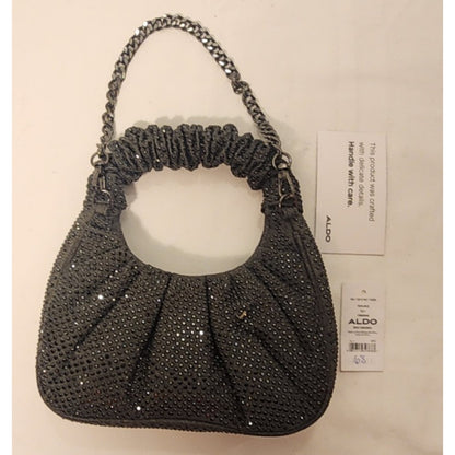 ALDO - Women's Handbag - Black with Rhinestones - IVALIAX D21- Apprx. 8X8 inches