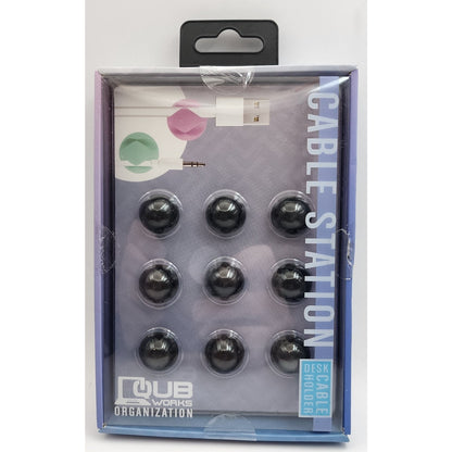 9 Pack of Cable Station Desk Cable Holders - QUB Works, Black