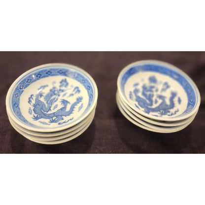 NEW Blue & White Dragon Porcelain Plates – Set of 8 – Chinese Dragon Pattern