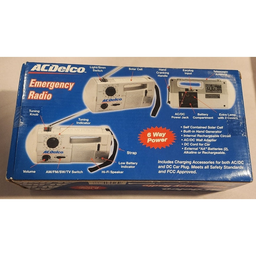 New Sealed ACDelco Emergency Radio Hand Crank Dynamo Flashlight Siren AC836NL