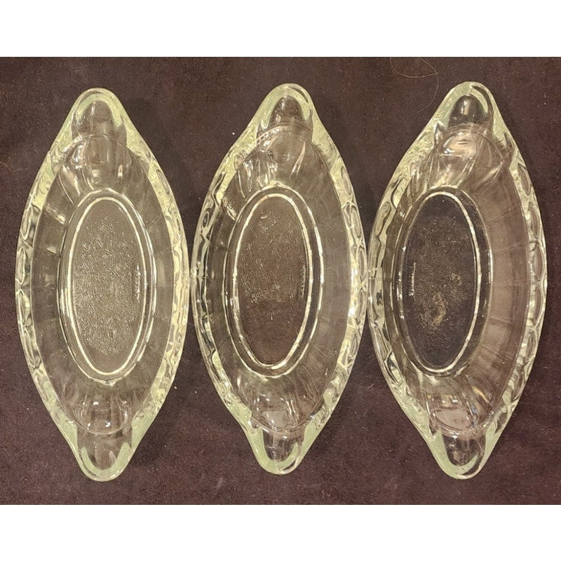 Vintage Pressed Glass Relish Dishes – Set of 3 – CANADA – Clear Serving Dishes