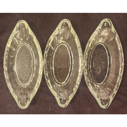 Vintage Pressed Glass Relish Dishes – Set of 3 – CANADA – Clear Serving Dishes