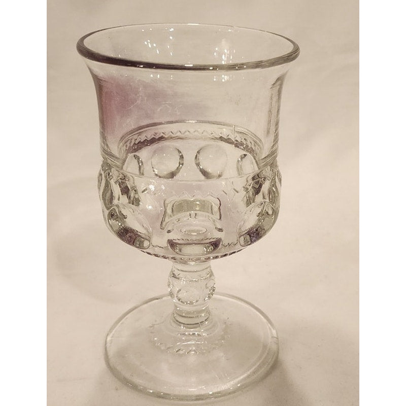 Vintage Indiana Glass Kings Crown Faded Cranberry Thumbprint Water Wine Goblet