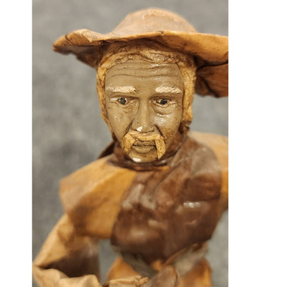 Vintage Handmade Mexican Folk Art Paper Mache Signed Figurine 13" Back Mark