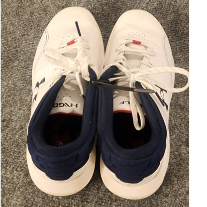 Under Armour Charged Golf Shoes Men 10.5 White Navy Athletic Cleats