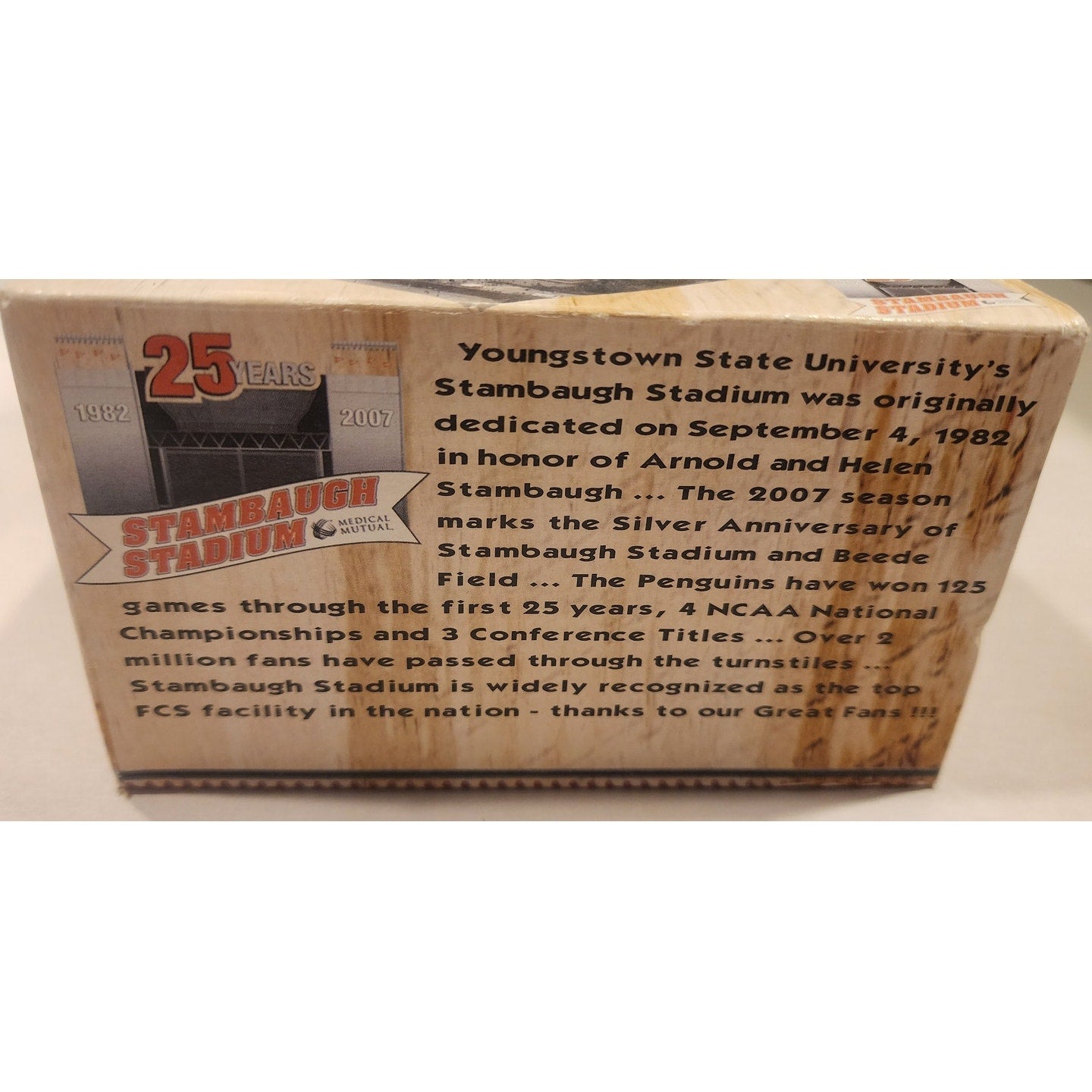 2007 YSU Youngstown State Stambaugh Stadium Beede Field Replica Model Boxed