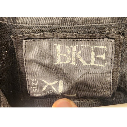 BKE Mens XL Pullover Sweater Quarter Button Henley Long Sleeve Washed Charcoal