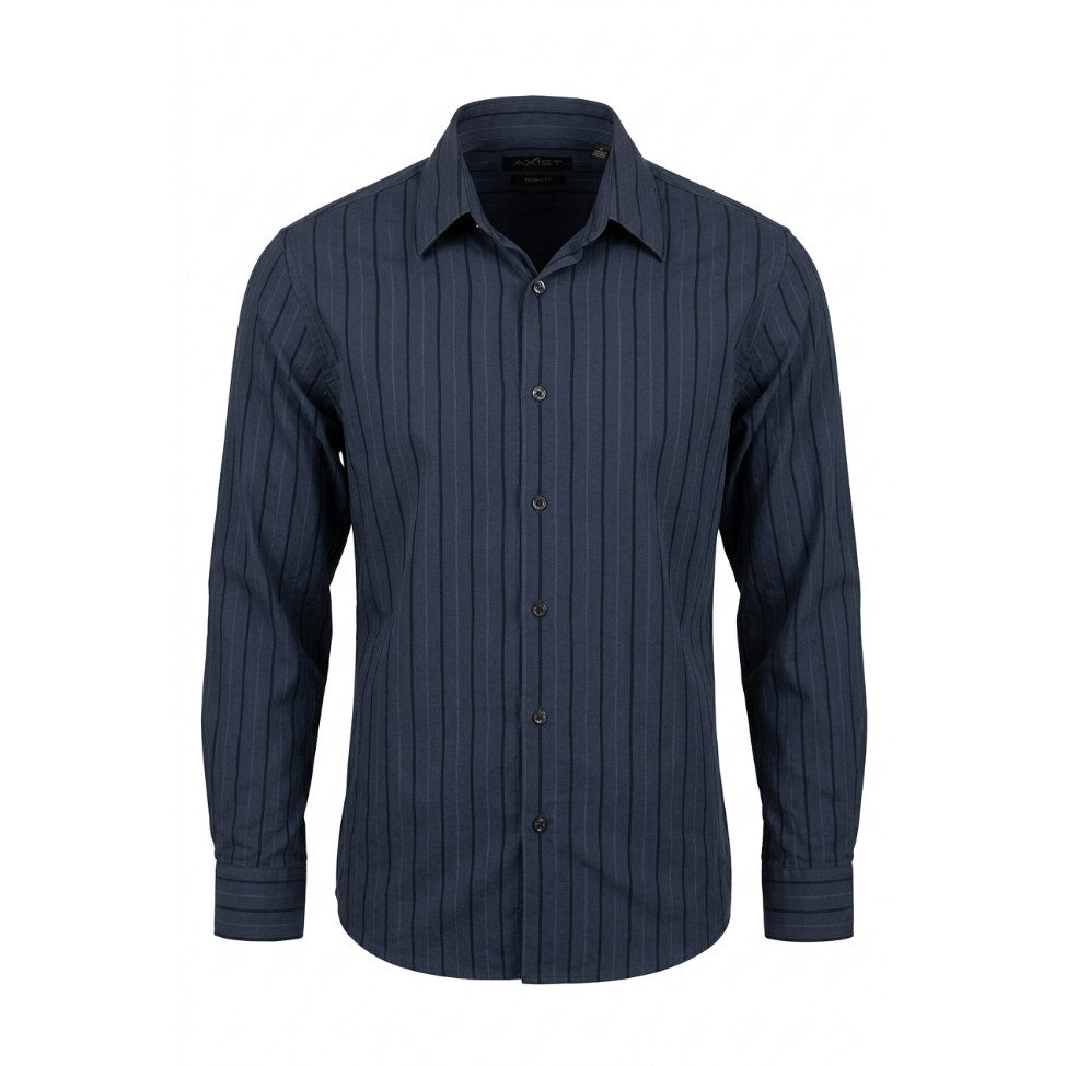 AXIST Modern Fit Button‑Up Shirt XL Blue Striped Wrinkled Good Shape