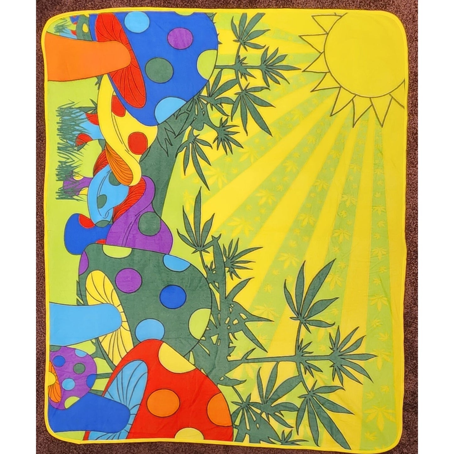 Infinity Republic- Mushroom, Pot Leaf, Plush Blanket -50" x 60" - Nice and Soft