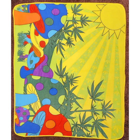 Infinity Republic- Mushroom, Pot Leaf, Plush Blanket -50" x 60" - Nice and Soft
