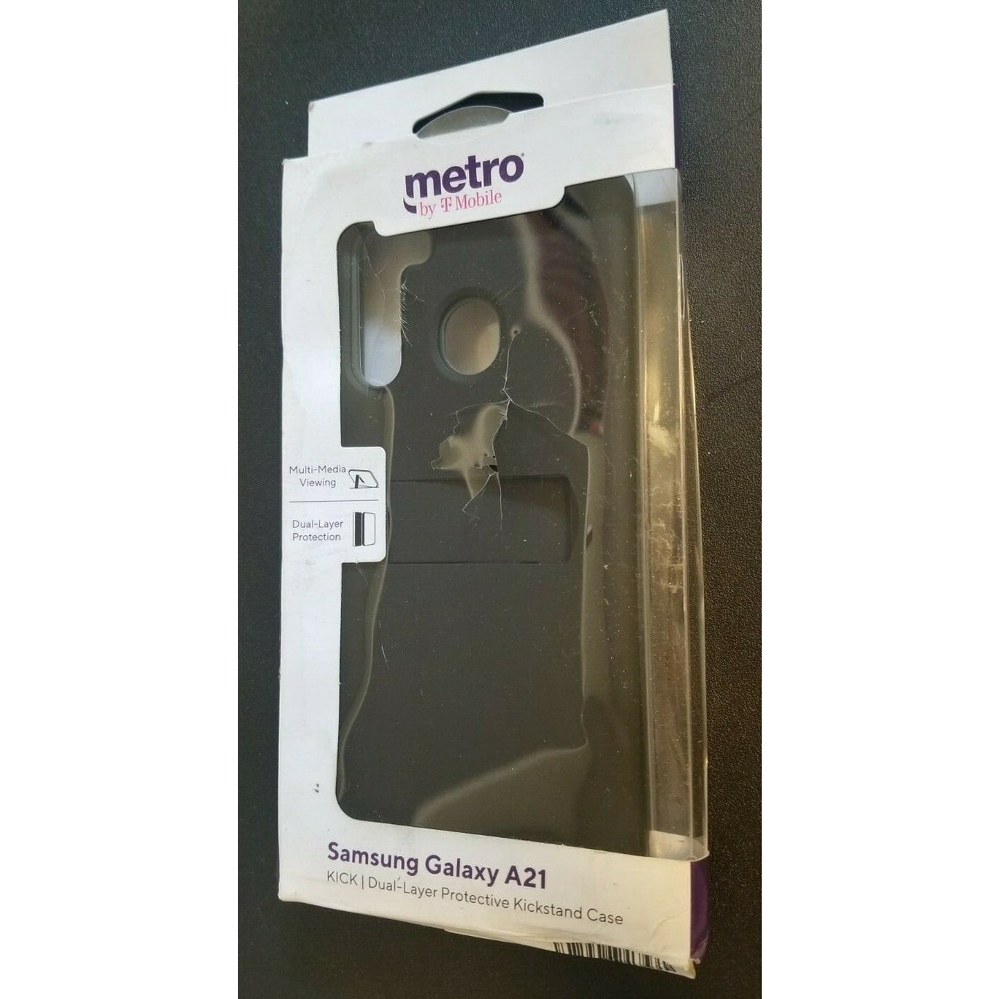 Samsung Galaxy A21 KICK - dual layer protective kickstand case - GRAY from T-Mob