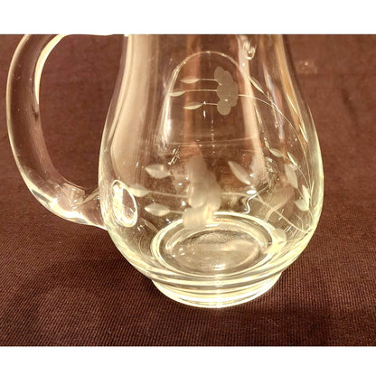 Princess House Heritage Etched Crystal Small Pitcher 6.75" Unattached Handle