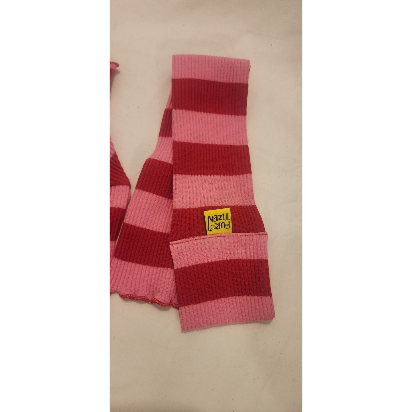 Furtizen Dog Shirt & Scarf Set Red Pink Striped Tee Lettuce Trim XL NWT