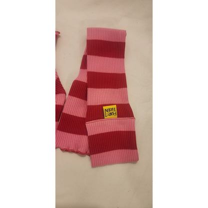 Furtizen Dog Shirt & Scarf Set Red Pink Striped Tee Lettuce Trim XL NWT
