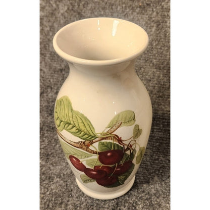 Portmeirion Pomona Grapes Cherries Vase 6.5" & Covered Jar Pot Wooden Lid 4.75"