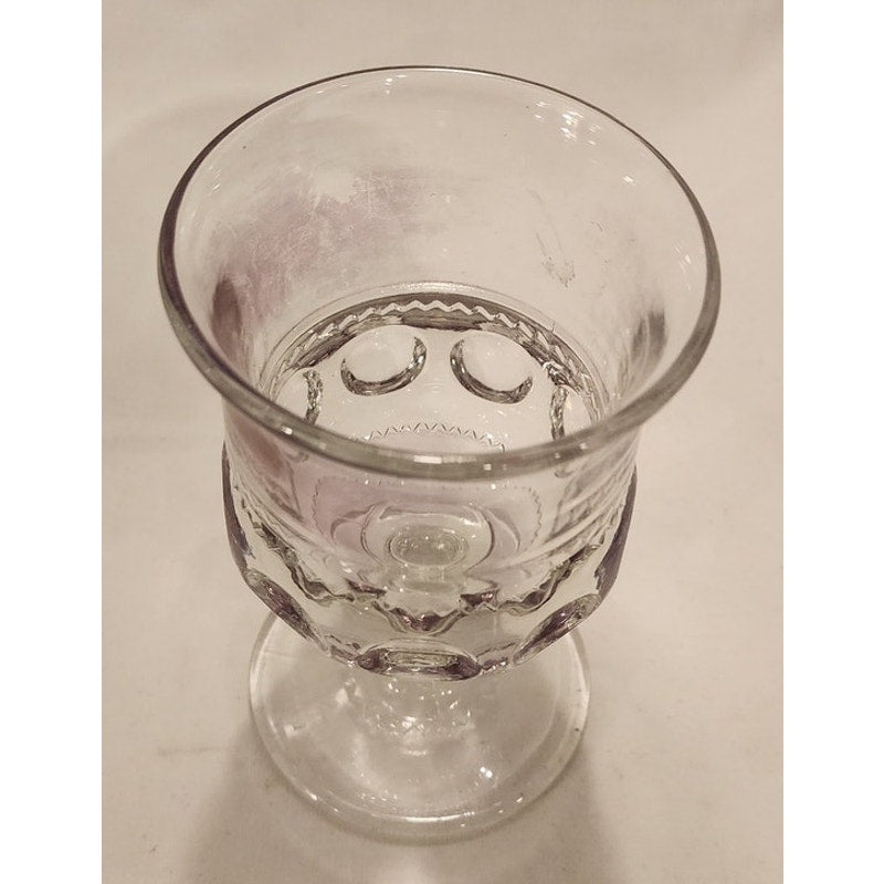 Vintage Indiana Glass Kings Crown Faded Cranberry Thumbprint Water Wine Goblet