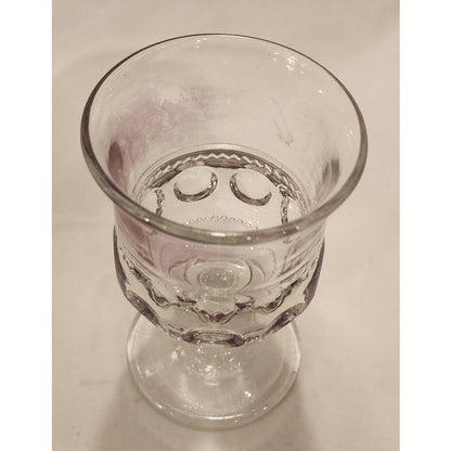 Vintage Indiana Glass Kings Crown Faded Cranberry Thumbprint Water Wine Goblet