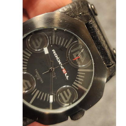 Rockwell Timekeeper Watch Mens Stainless Steel 50m Quartz Analog Black Dial