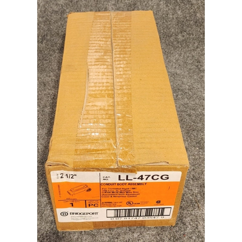 Bridgeport LL-47CG 2-1/2 in. Conduit Body Aluminum Cover Neoprene Gasket Kit NIB