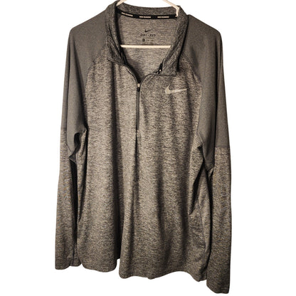 Nike Dri-FIT Mens XXL Long Sleeve 1/4 Zip Pullover Shirt Gray Heather Athletic