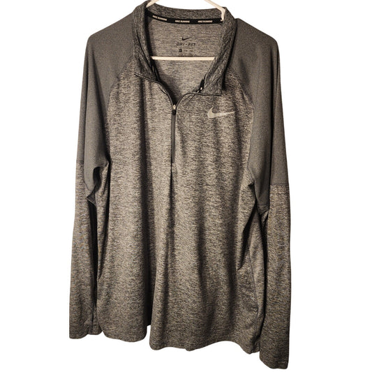 Nike Dri-FIT Mens XXL Long Sleeve 1/4 Zip Pullover Shirt Gray Heather Athletic