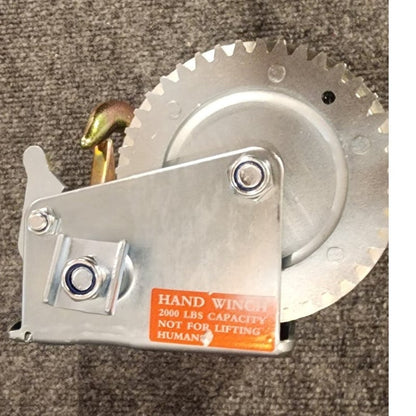 2000 Lb Heavy Duty Hand Crank Winch with Hook and Handle Unused Surplus