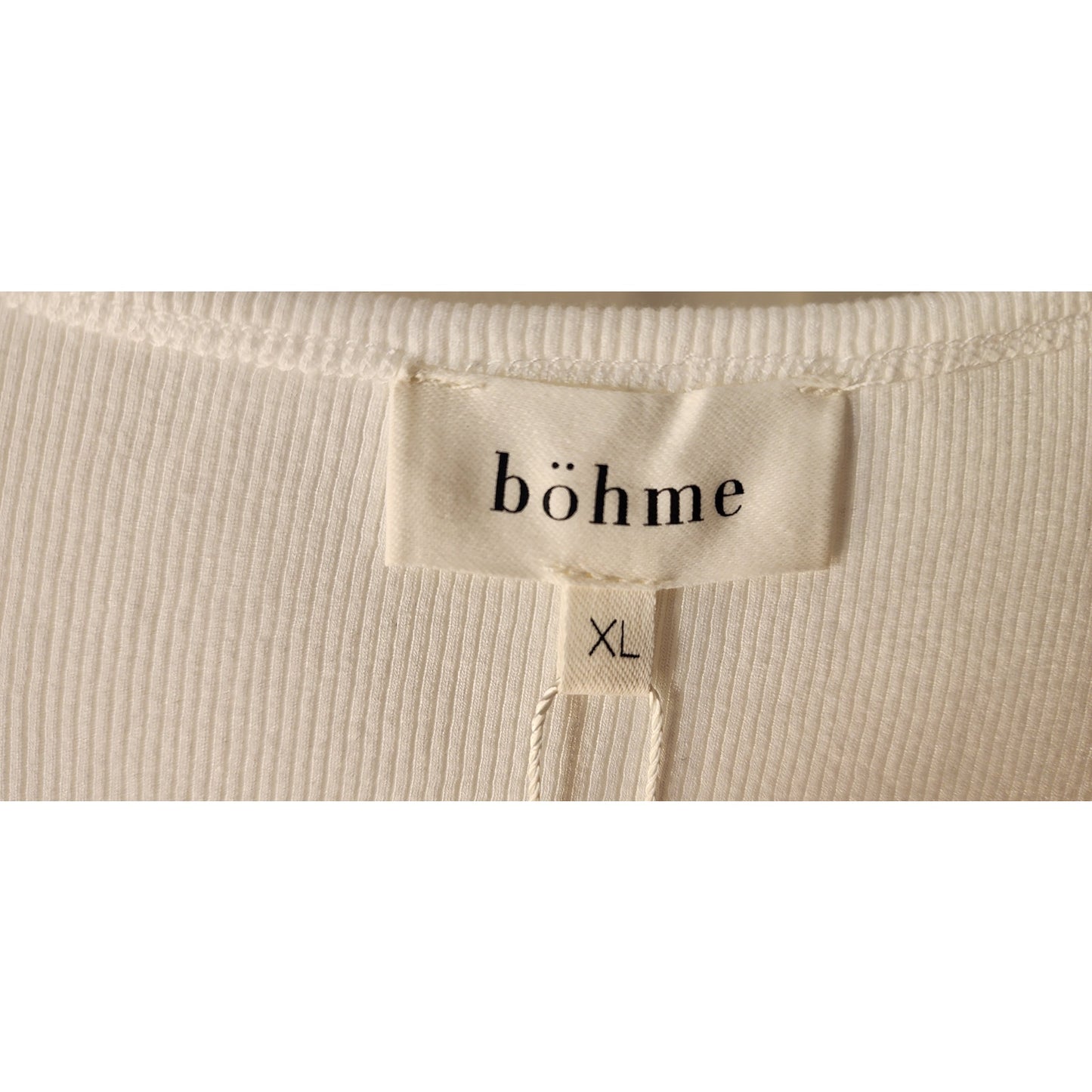 Bohme- White Ribbed Long Sleeve Bodysuit Women's-XL NWT BHM1430WT Scoop Neck New