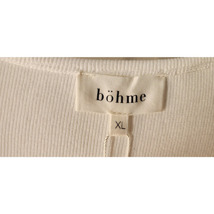 Bohme- White Ribbed Long Sleeve Bodysuit Women's-XL NWT BHM1430WT Scoop Neck New