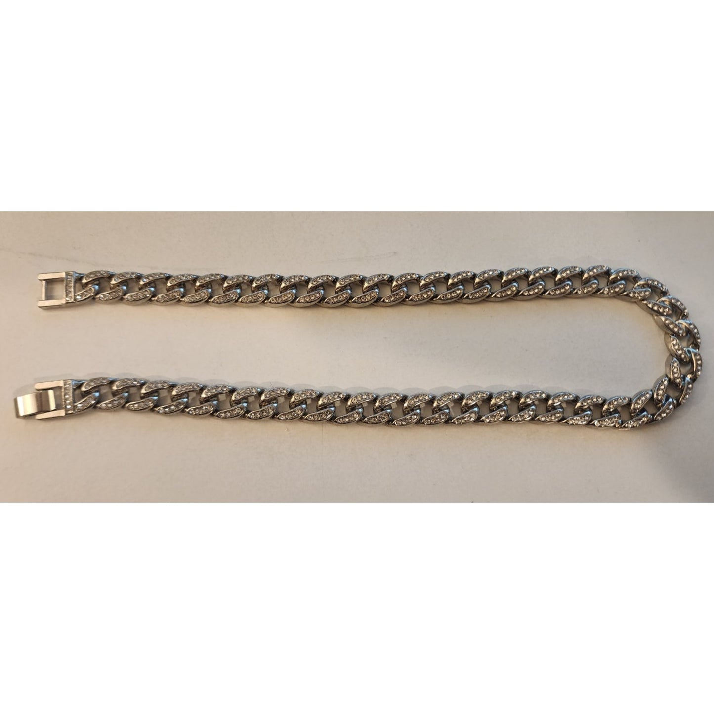 Miami Cuban Links - Silver colored, heavy (2.7oz), with faux stones - Nice piece