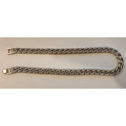 Miami Cuban Links - Silver colored, heavy (2.7oz), with faux stones - Nice piece