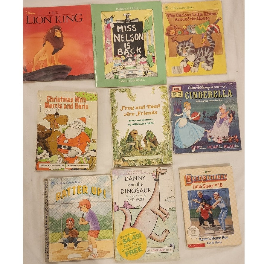 Lot of 9 Vintage Childrens Books Frog and Toad Miss Nelson Danny Dinosaur