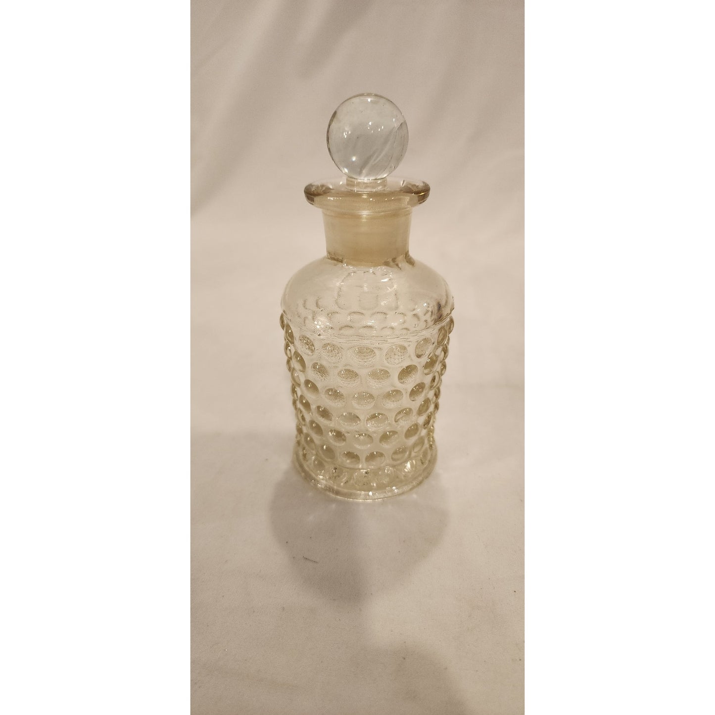 Vintage Textured Glass Bottle w/ Round Stopper 6"