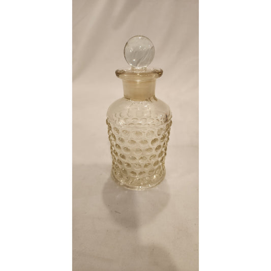 Vintage Textured Glass Bottle w/ Round Stopper 6"