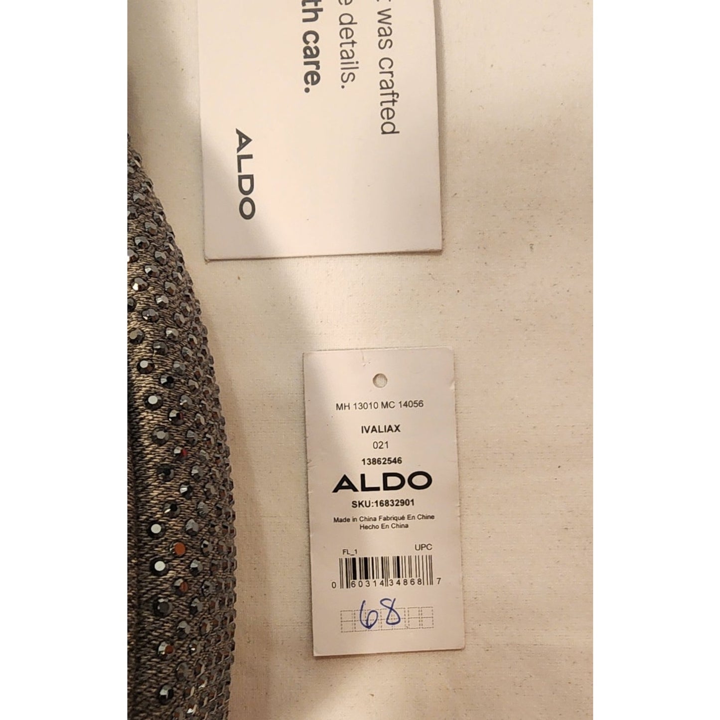 ALDO - Women's Handbag - Black with Rhinestones - IVALIAX D21- Apprx. 8X8 inches