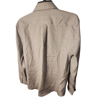 Joseph & Feiss Mens Dress Shirt 17 34/35 Non Iron Cotton Gray Grid Pattern