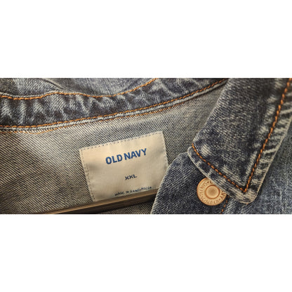 Old Navy Womens Size XXL Classic Denim Trucker Jacket Dark Wash Blue Jean Coat