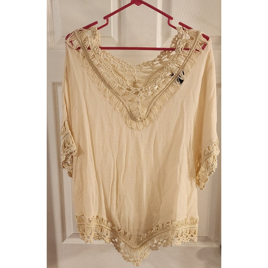 Daytrip - Knotted Pullover Blouse - Beige - Large