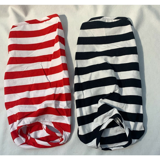 KAMA BRIDAL - Striped Dog/Cat shirt - 2 Pcs - Red and Black Striped - Size Small