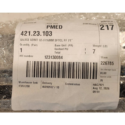 Hafele Salice 421.23.103 Progressa 21" Undermount Soft Close Drawer Slides Pair