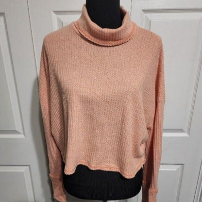 Nice Long Sleeved Turtle Neck Crop top shirt - Peach Orange - Wild Fable - XS