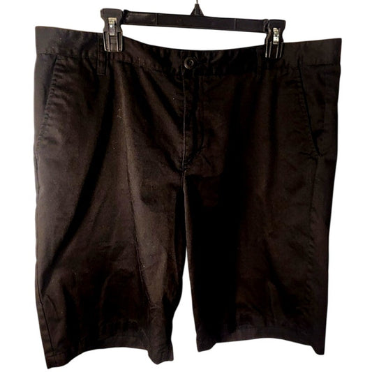 Blue Crown Mens Size 40 Black Chino Shorts Flat Front Stretch Casual